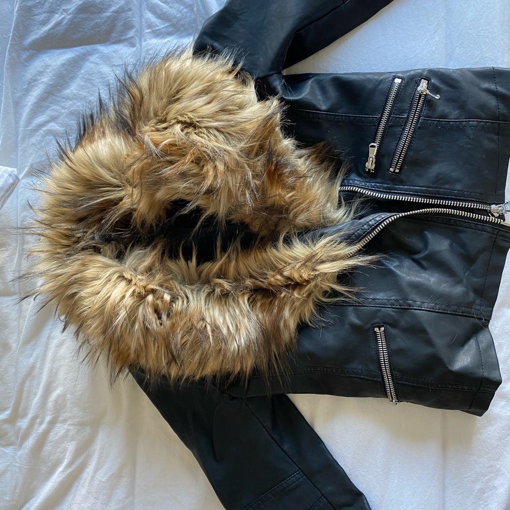 Faux fur leather jacket